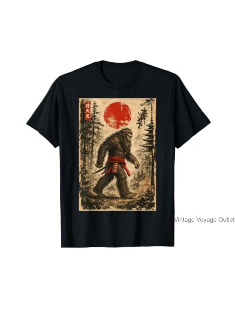 Samurai Bigfoot Japanese Vintage Art Graphic Tee Short Sleeve